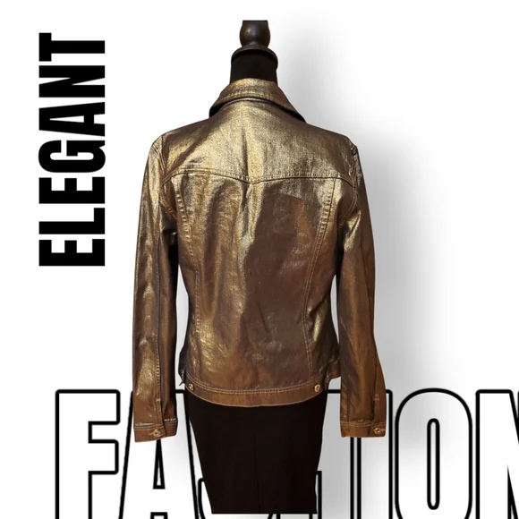 PARASUCO Gold Shimmer Denim Jean Jacket Metallic Finish Size Large - Picture 9 of 15